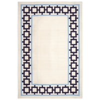 nixon border reversible peruvian flat weave rug navy light blue - front view