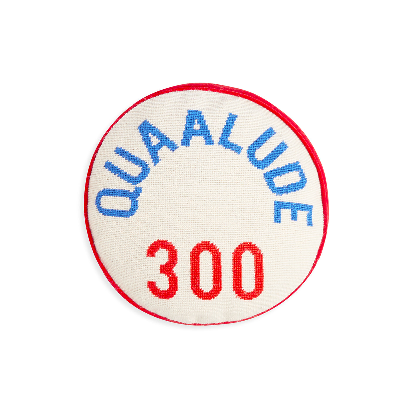 prescription quaalude pillow needlepoint red white blue - front view