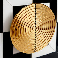 op art bar back-painted black and white glass brass frame and handles - detail view