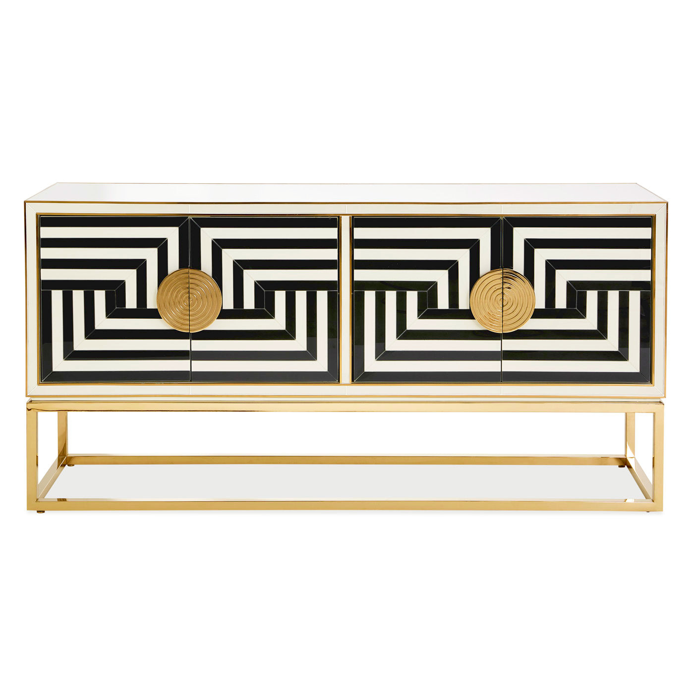 op art credenza black and white - front view