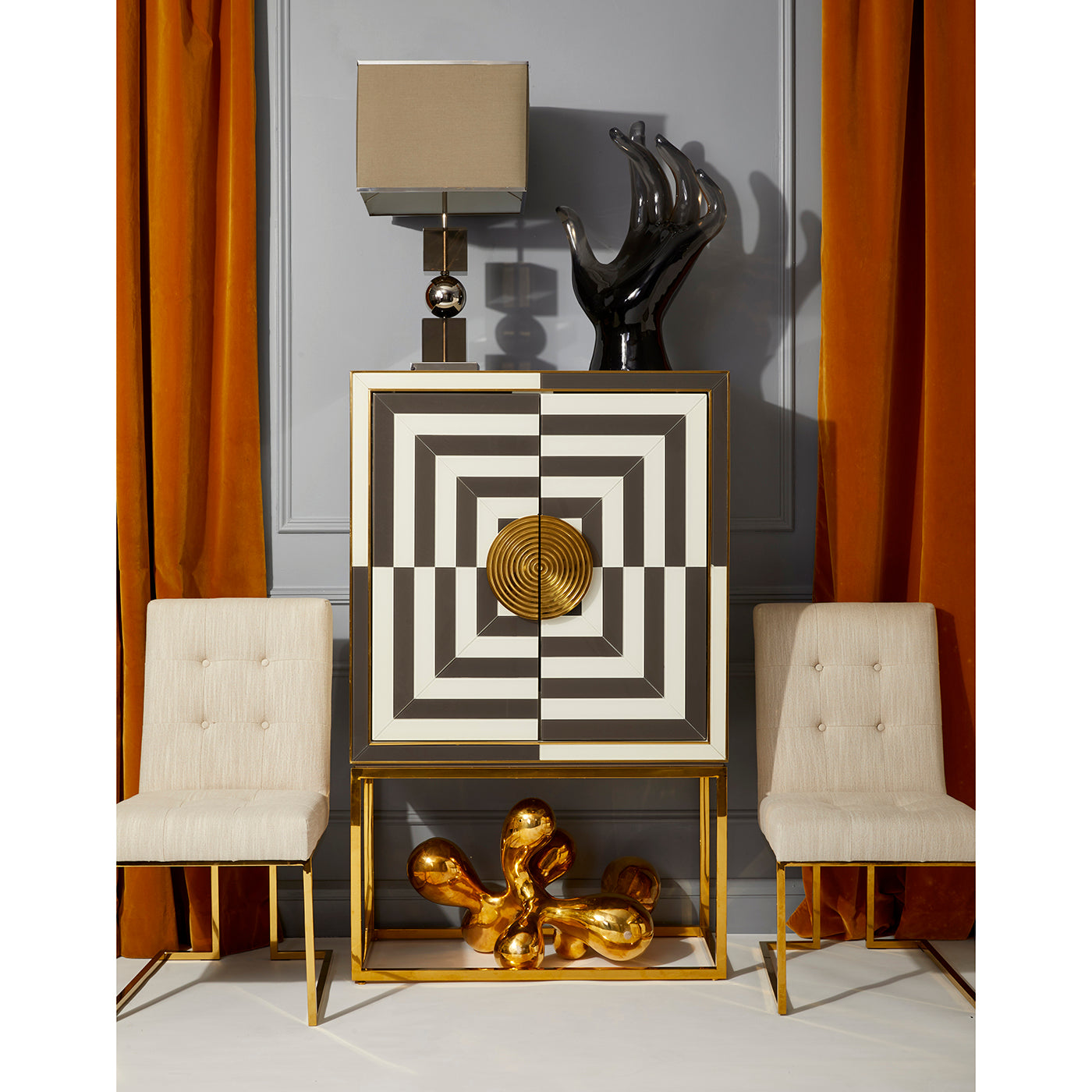 giant acrylic hand jacques stacked table lamp op art bar - styled view