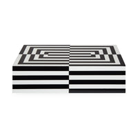 op art lacquer box large black white - front view