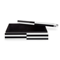 op art lacquer box large black white open - front view