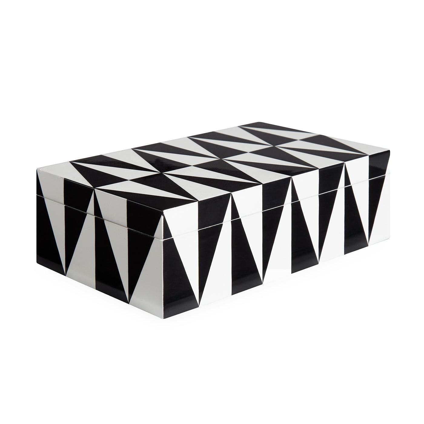 op art lacquer box medium black white - top view
