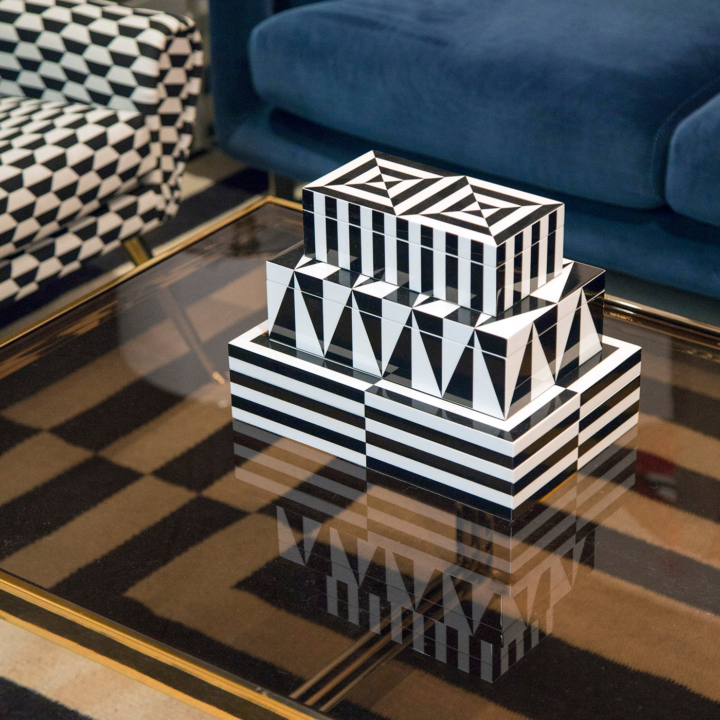 【Jonathan Adler】オプ アート レクタングル トレイ Large Op Art Lacquer Box – Jonathan Adler