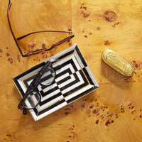 op art rectangle tray with glasses - styled view