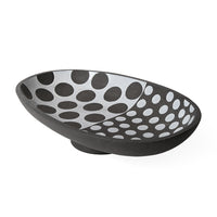 palm springs oblong bowl stoneware black and white - angle view 1