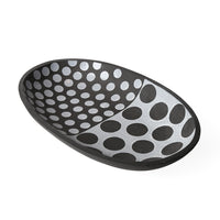 palm springs oblong bowl stoneware black and white - angle view 3