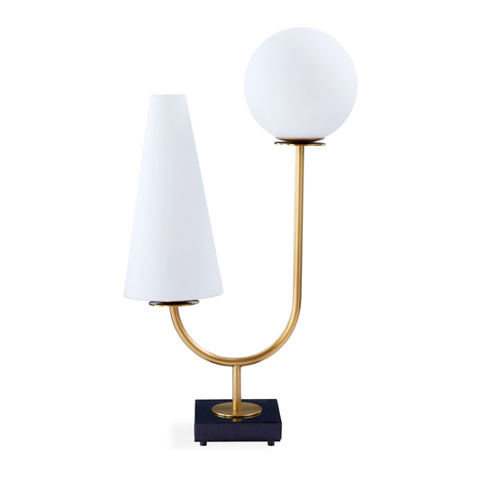 paradiso table lamp white glass brass - front view