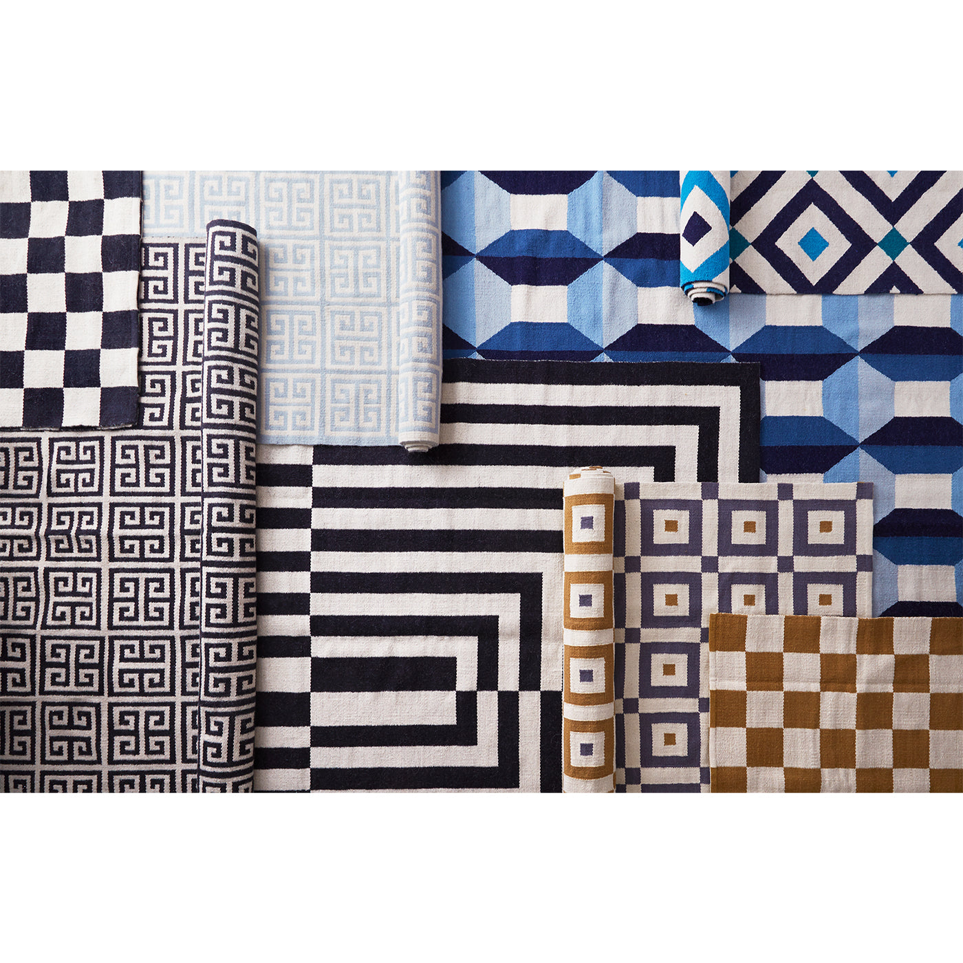 camel checkerboard reversible peruvian flat weave rug - styled view 6