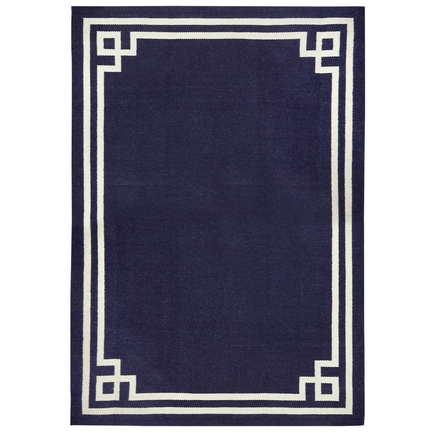 philippe reversible peruvian flat weave rug navy natural - back view