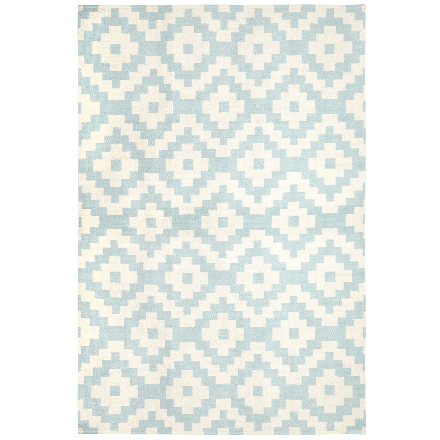 pierre reversible peruvian flat weave rug light blue - back view