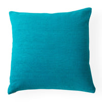 pimlico squares pillow linen teal white - back view