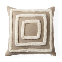 pimlico squares pillow linen tan white - front view