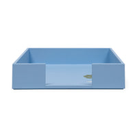 Blue rectangular tray on a white background