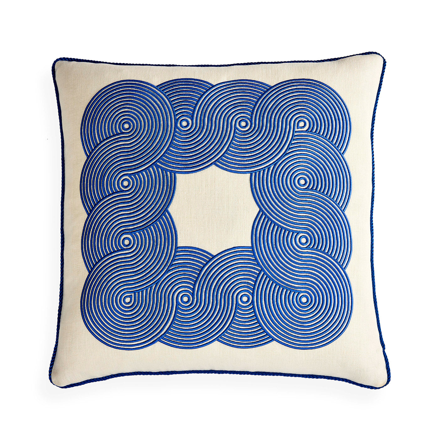 Pompidou Cobalt Border Pillow - front view