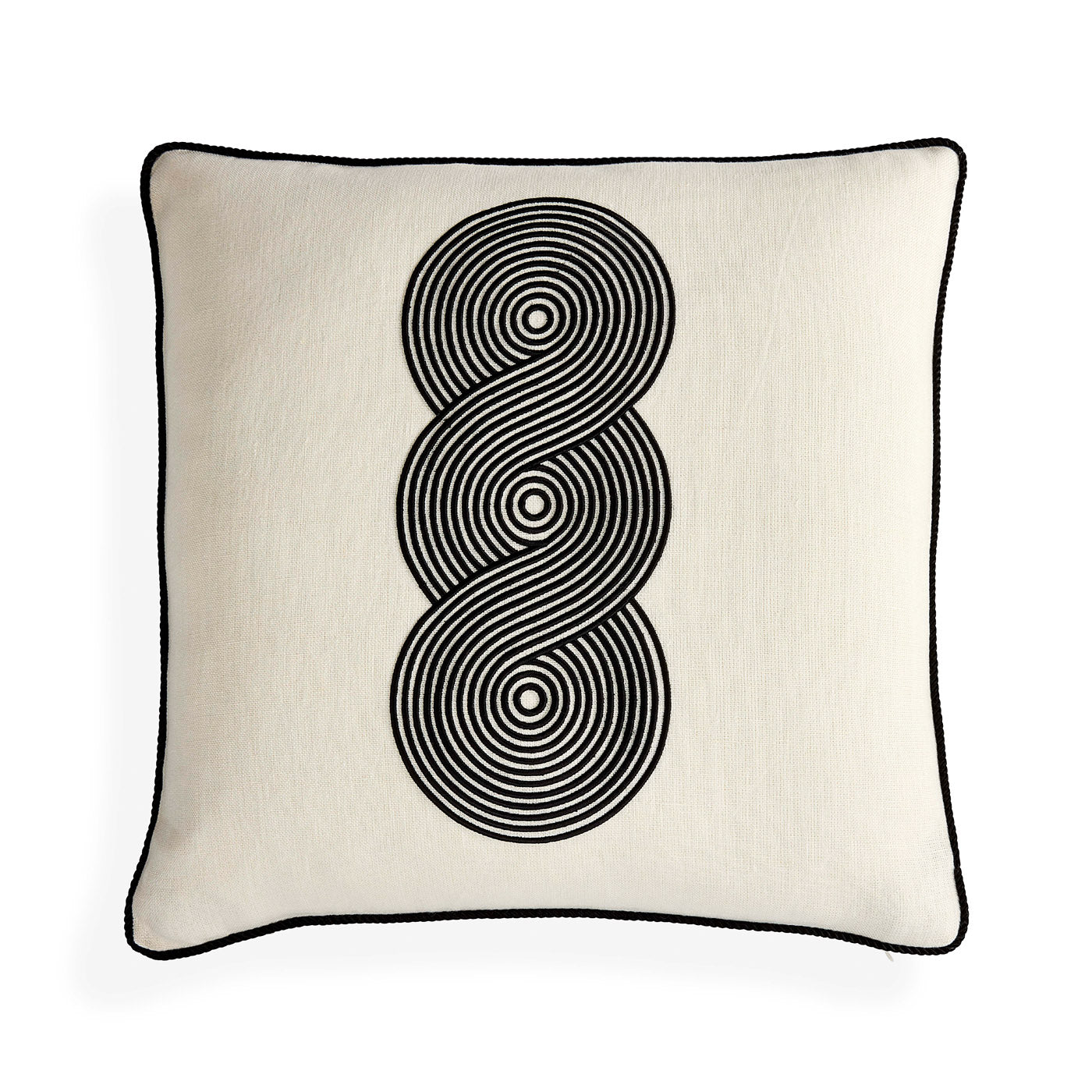 Pompidou B&W Loops Circles Pillow in Linen Jonathan Adler