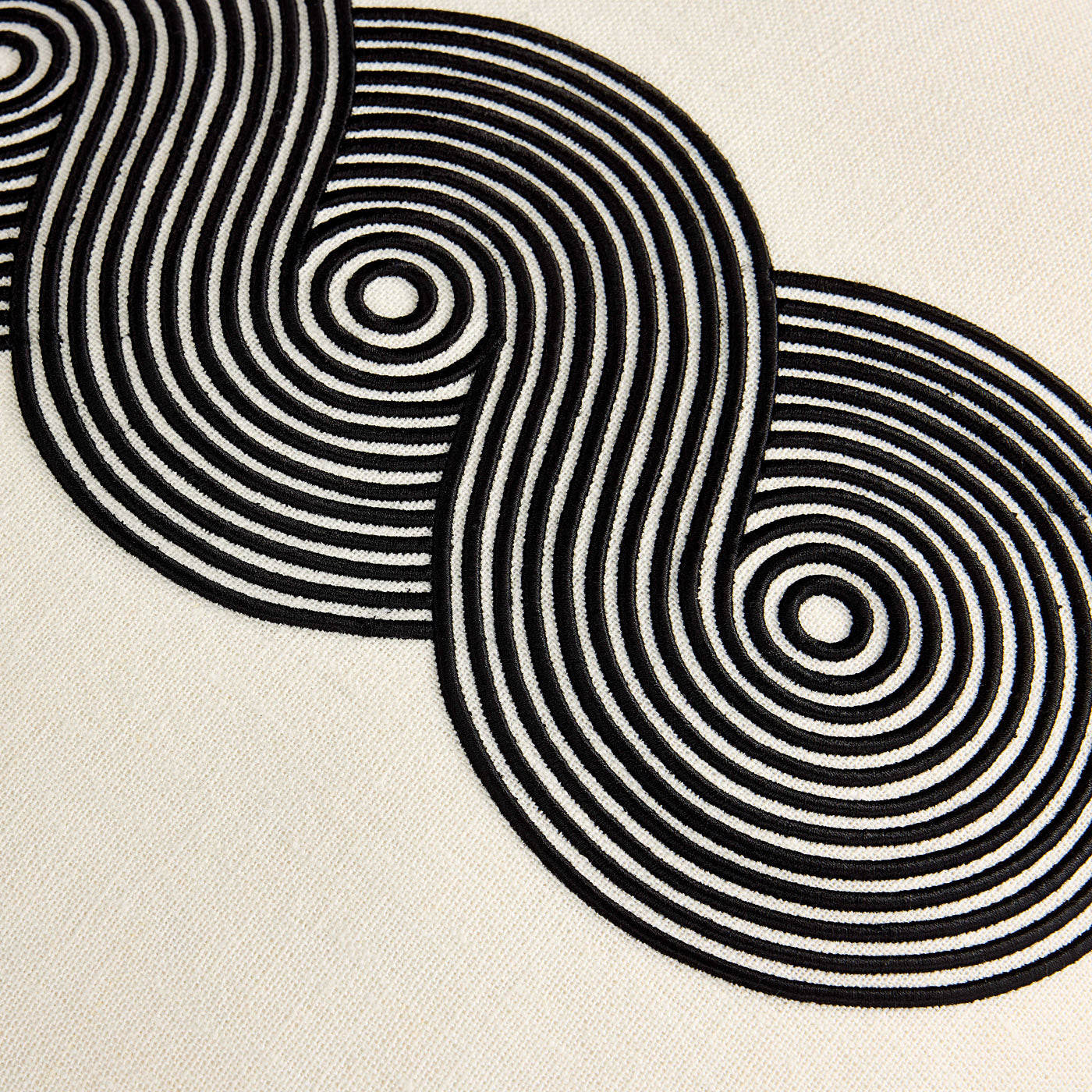 Pompidou B&W Loops Circles Pillow - details view