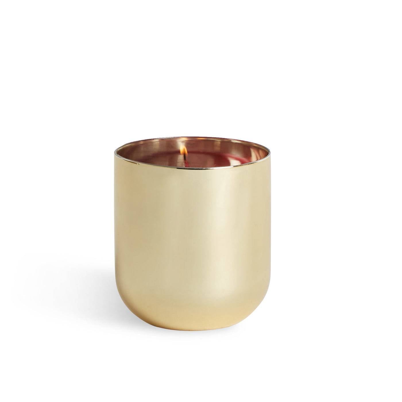 holiday pop candle glass gold wax red with open box - details view