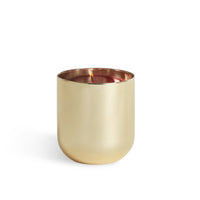 holiday pop candle glass gold wax red with open box - details view