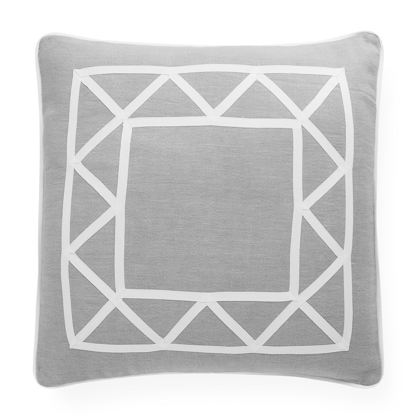 positano border pillow linen grey - front view