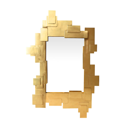 puzzle accent mirror brass - front view