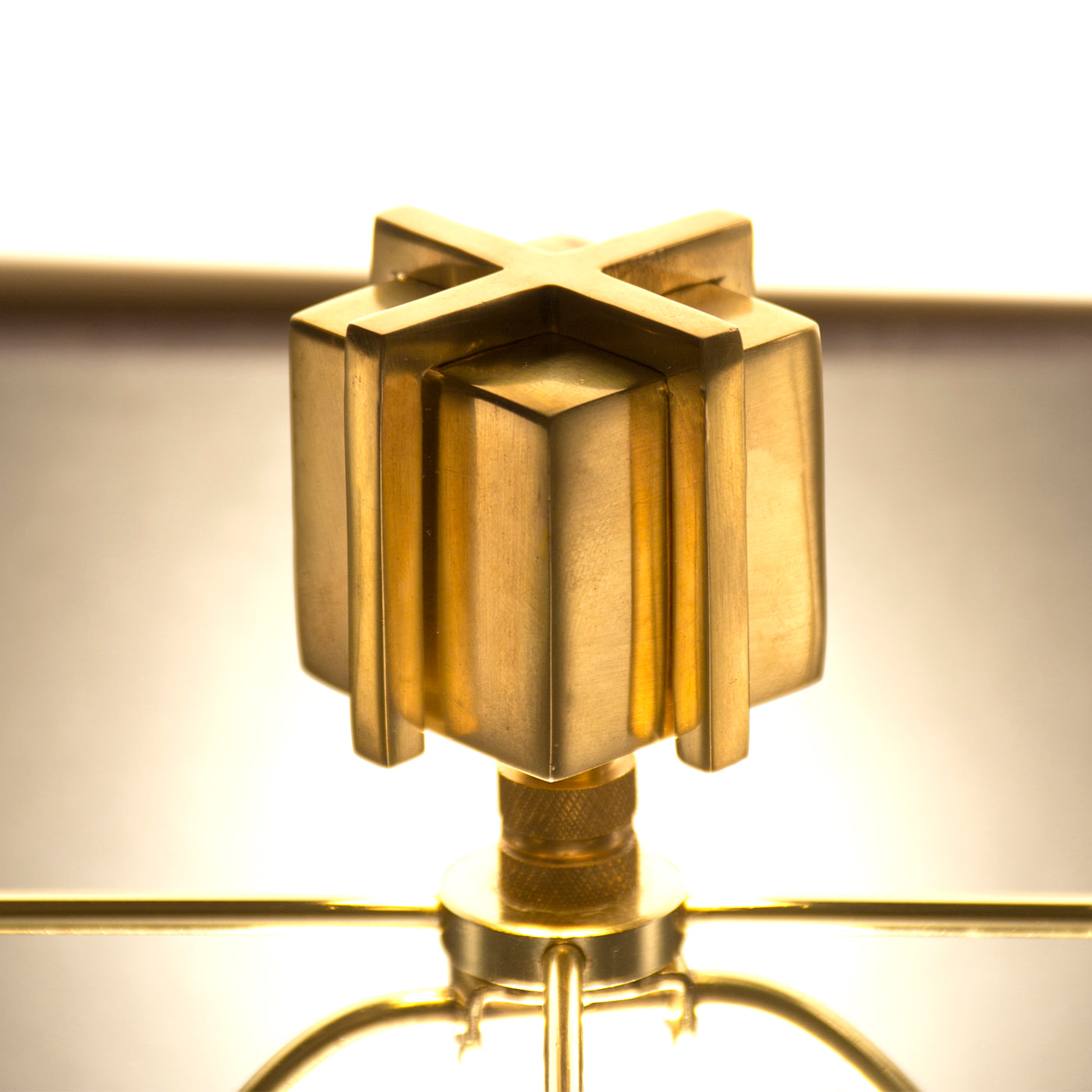 puzzle table lamp brass shade black linen - detail view 3