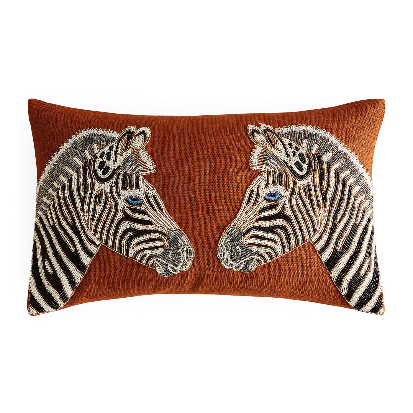 Zebra Beaded Pillow - front view
