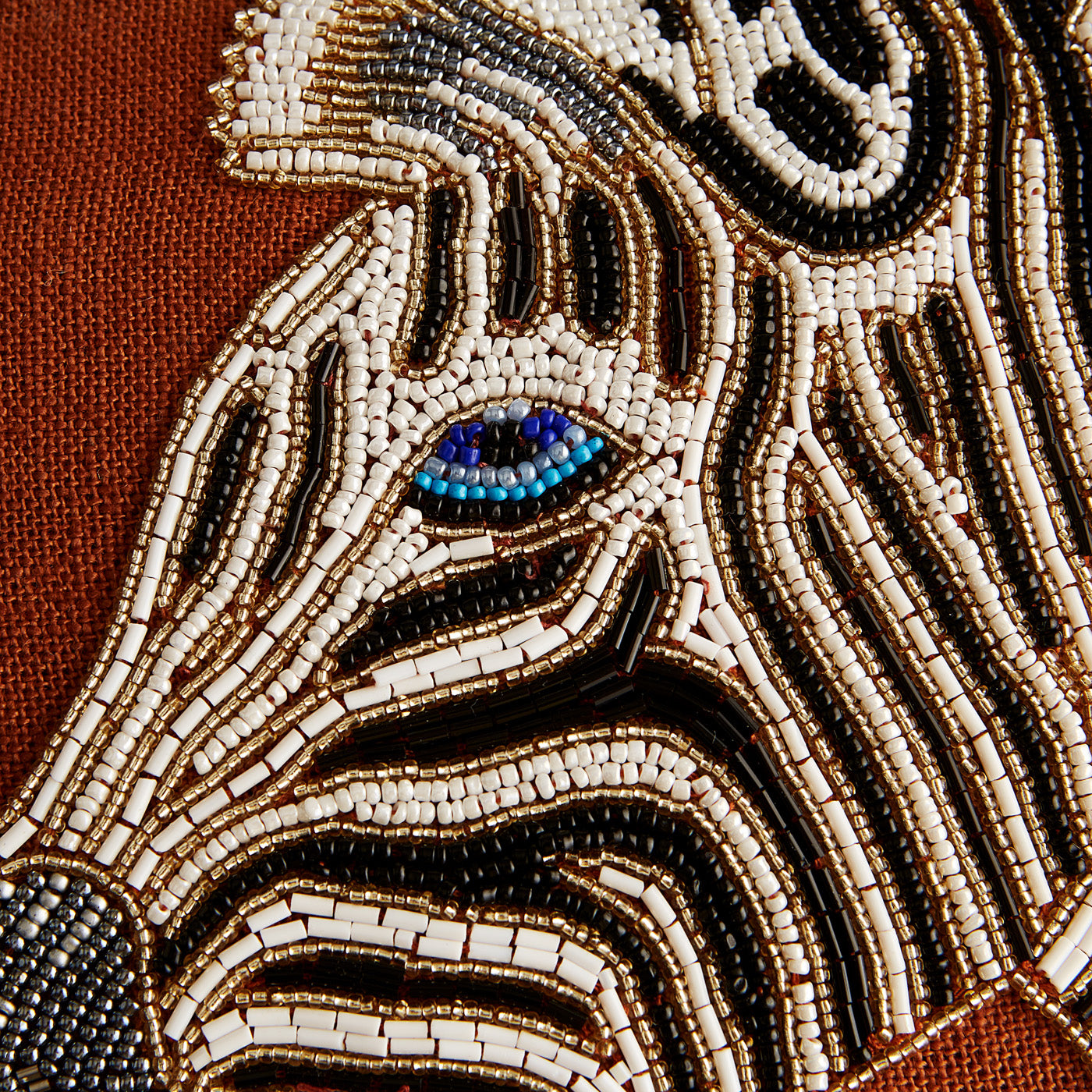 Zebra Beaded Pillow - details view