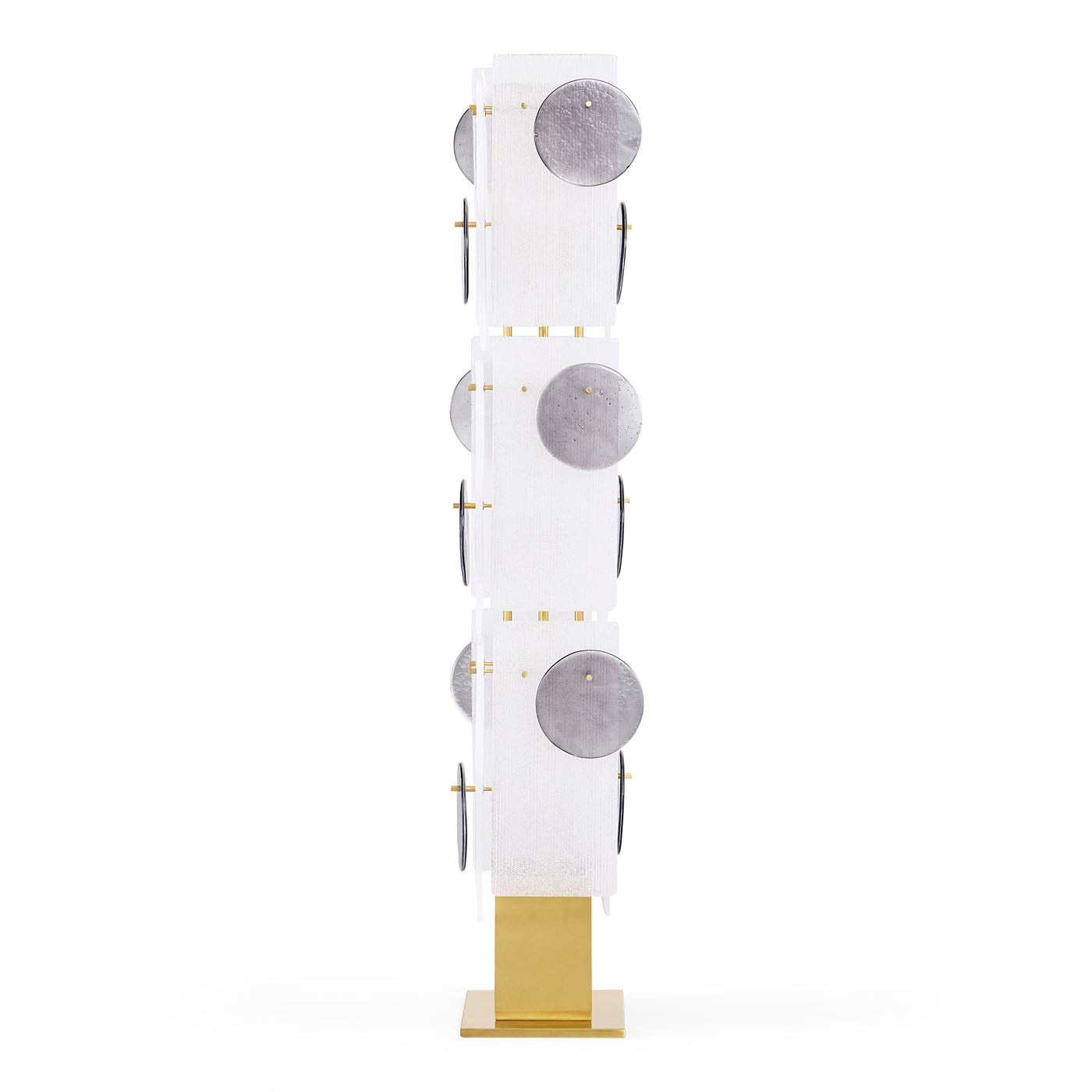 Decorative wall piece with circular designs on a white background