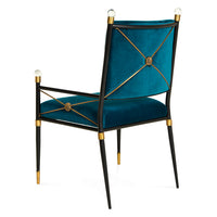 rider arm chair rialto peacock velvet black brass frame - back view