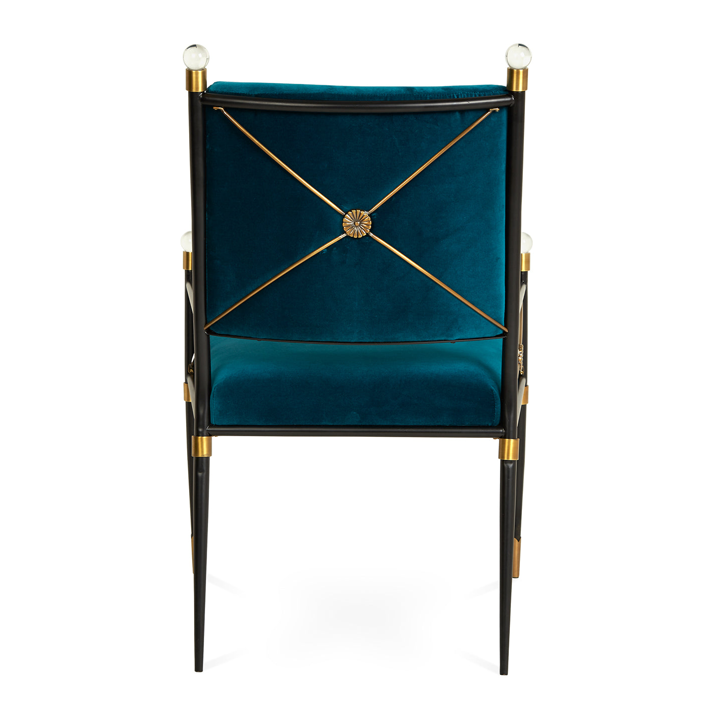 rider arm chair rialto peacock velvet black brass frame - back view