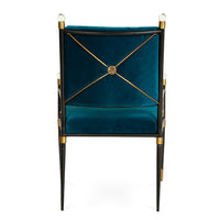 rider arm chair rialto peacock velvet black brass frame - back view