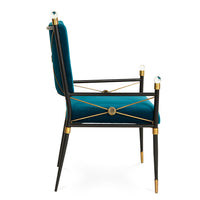 rider arm chair rialto peacock velvet black brass frame - side view 2