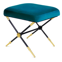 rider x-bench rialto peacock blue velvet brass black frame - angle view