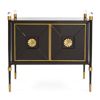 rider small cabinet black lacquer wood antique brass accents - front view