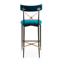 rider counter stool rialto peacock velvet black brass frame - back view