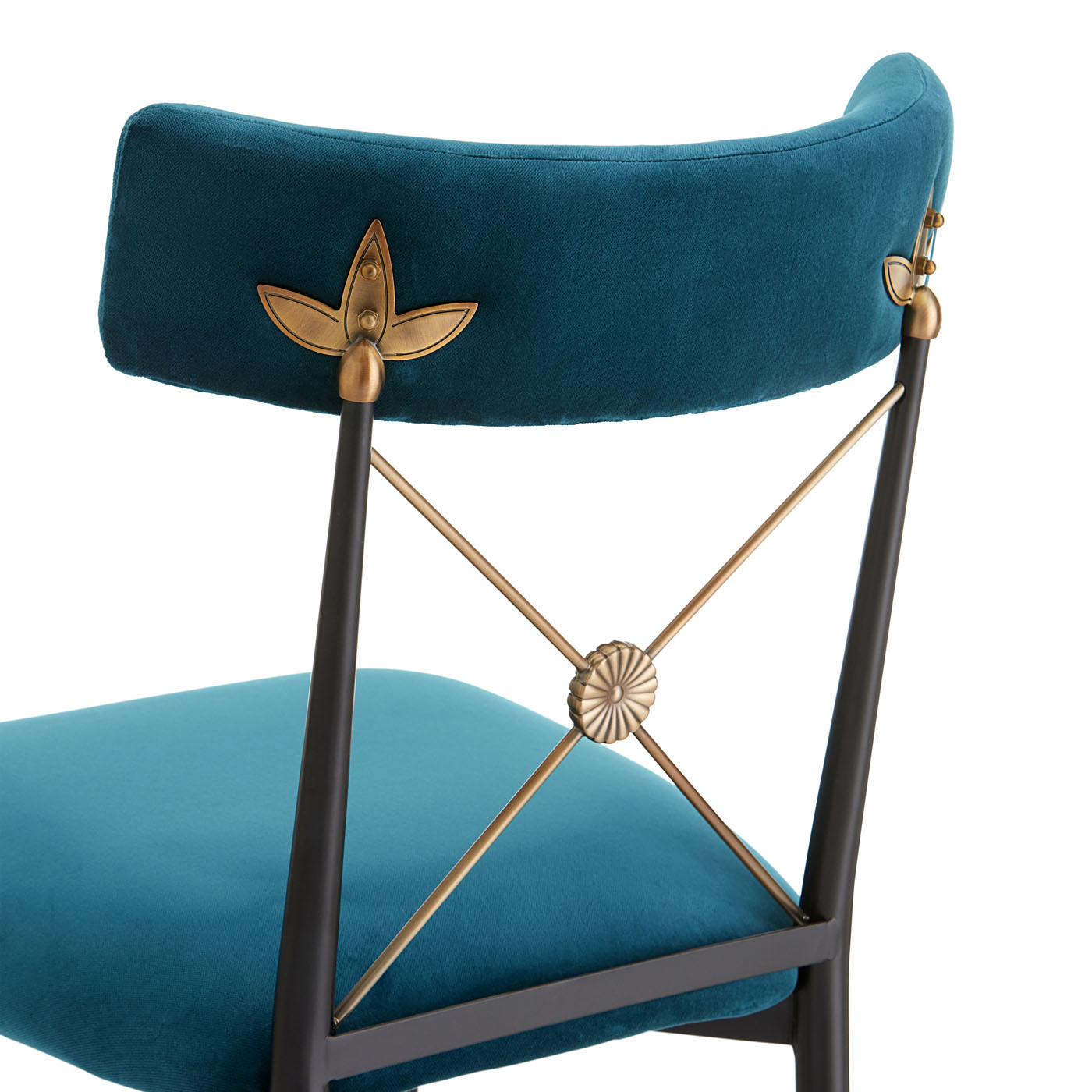 rider counter stool rialto peacock velvet black brass frame - detail view 1