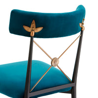 rider counter stool rialto peacock velvet black brass frame - detail view 1