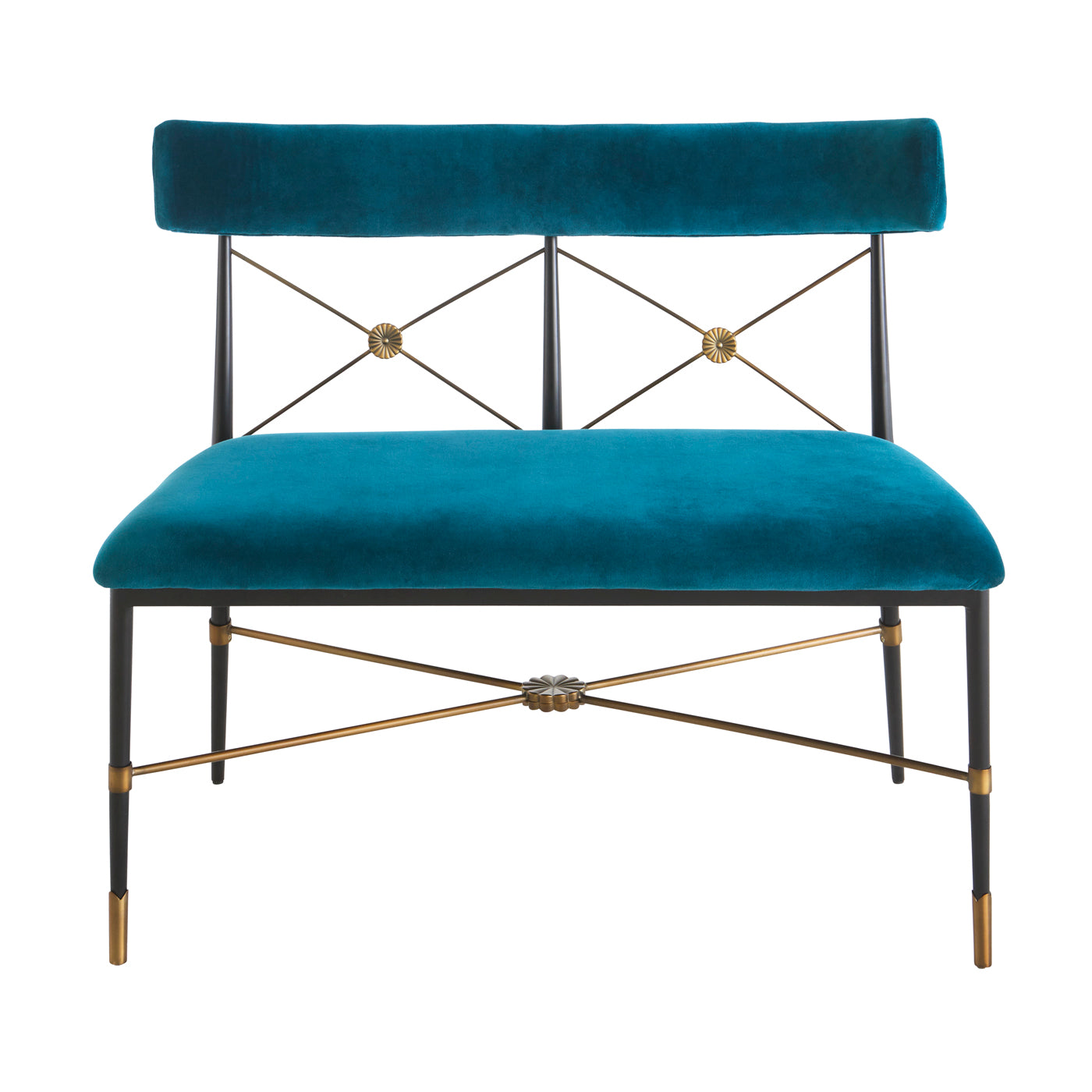 rider dining bench rialto peacock velvet - front view