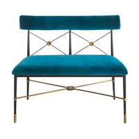 rider dining bench rialto peacock velvet - front view
