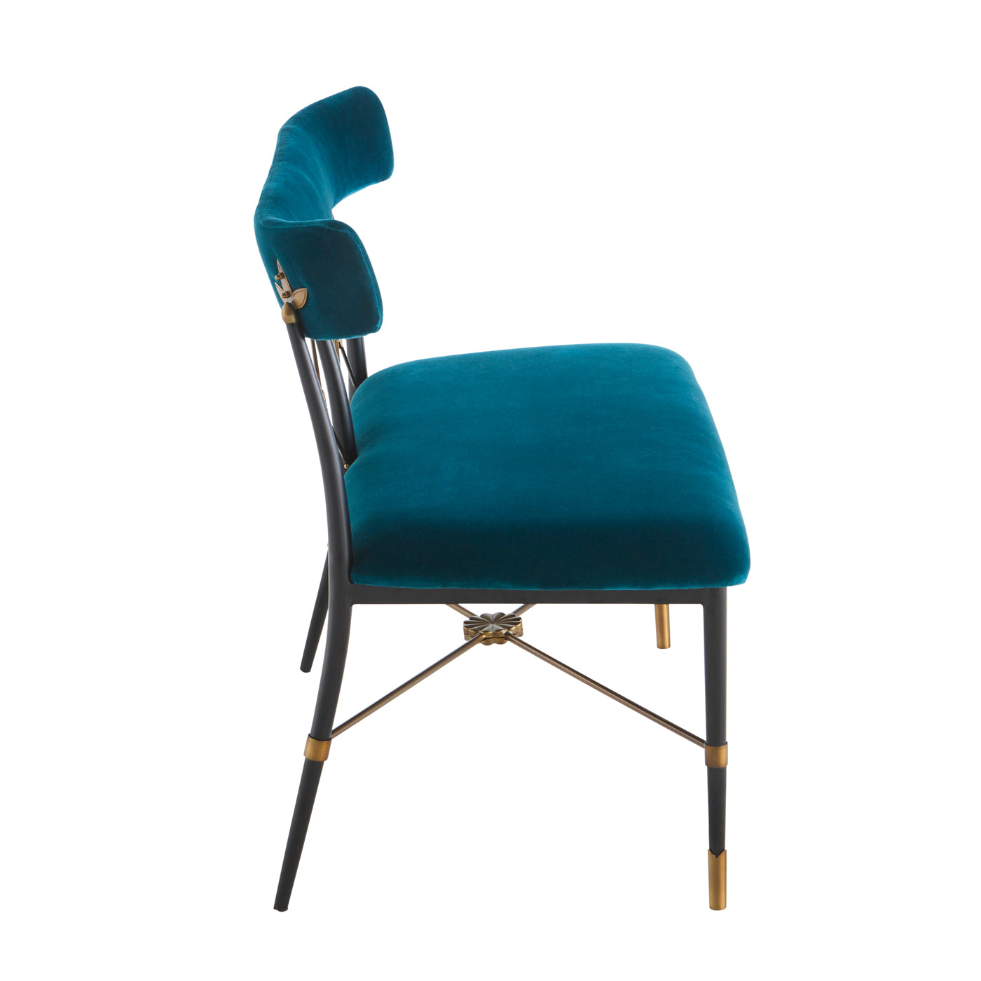rider dining bench rialto peacock velvet - side view
