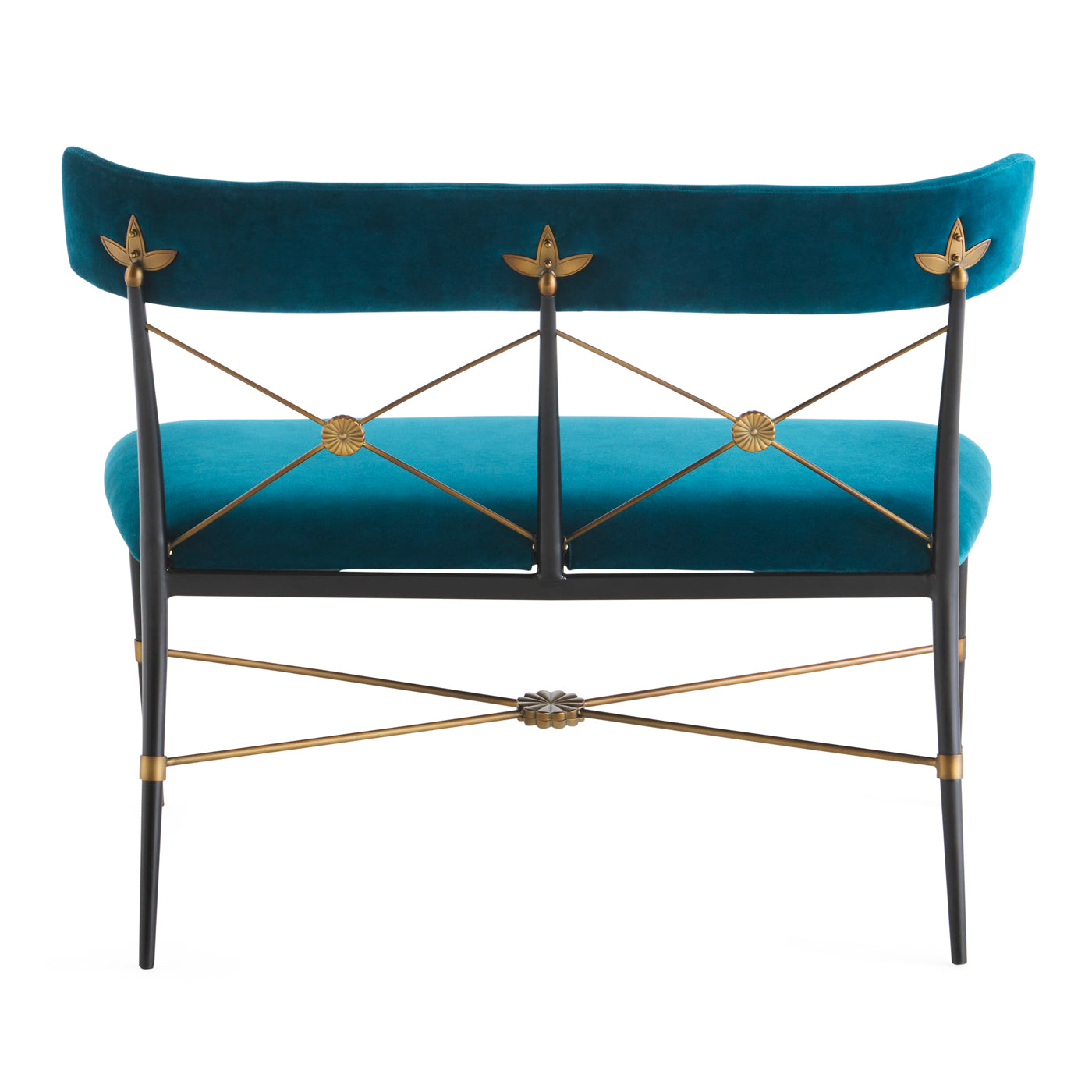 rider dining bench rialto peacock velvet - back view