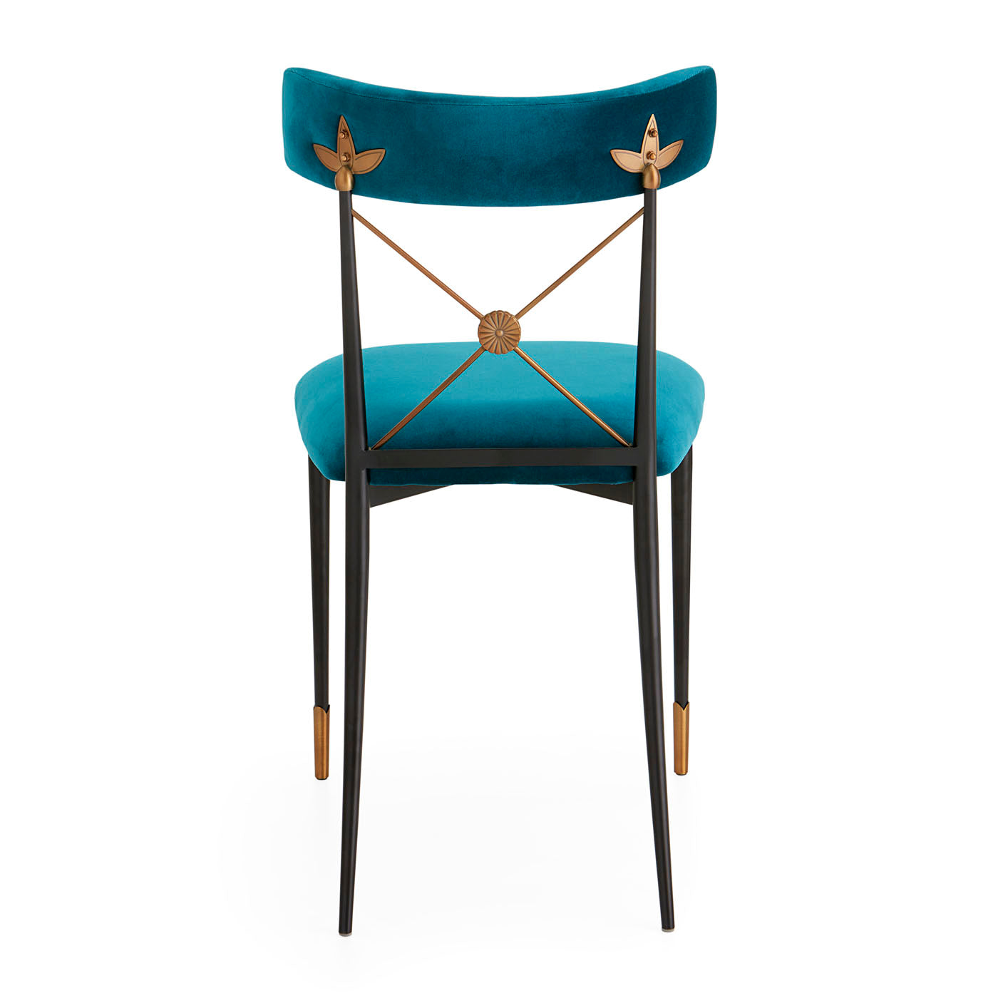 rider dining chair rialto peacock velvet black brass frame - back view