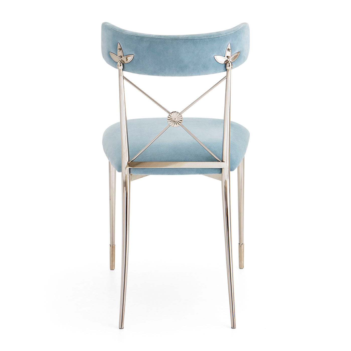rider dining chair rialto sky velvet nickel frame - back view