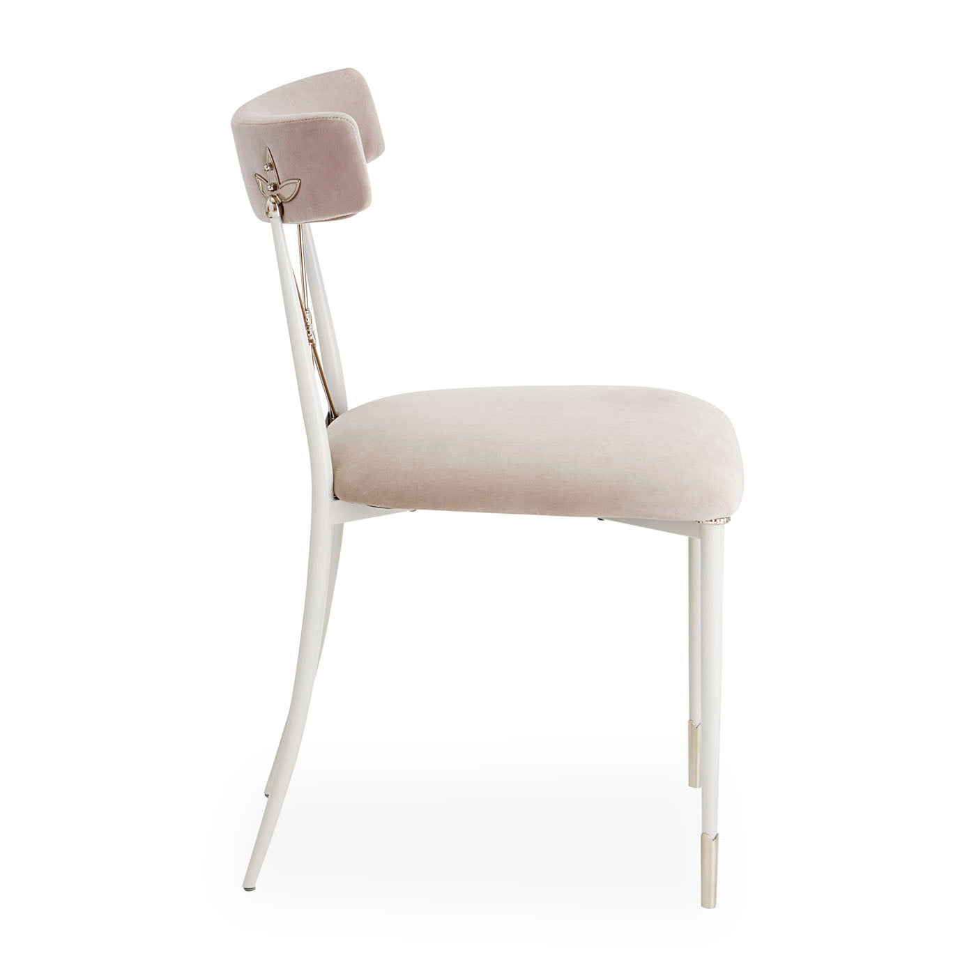 rider dining chair rialto smoke velvet white nickel frame - side view