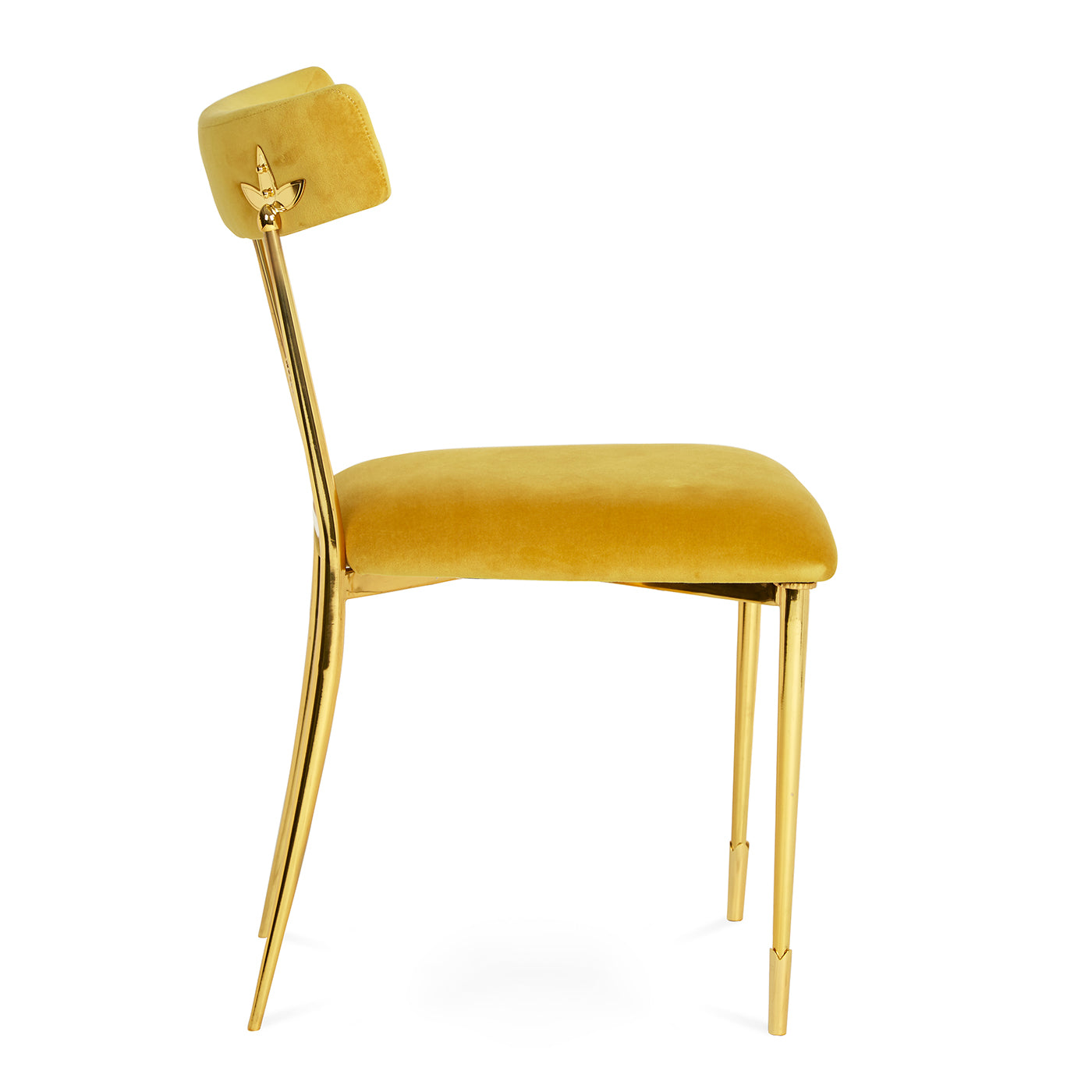 rider dining chair rialto gold velvet brass frame - side view