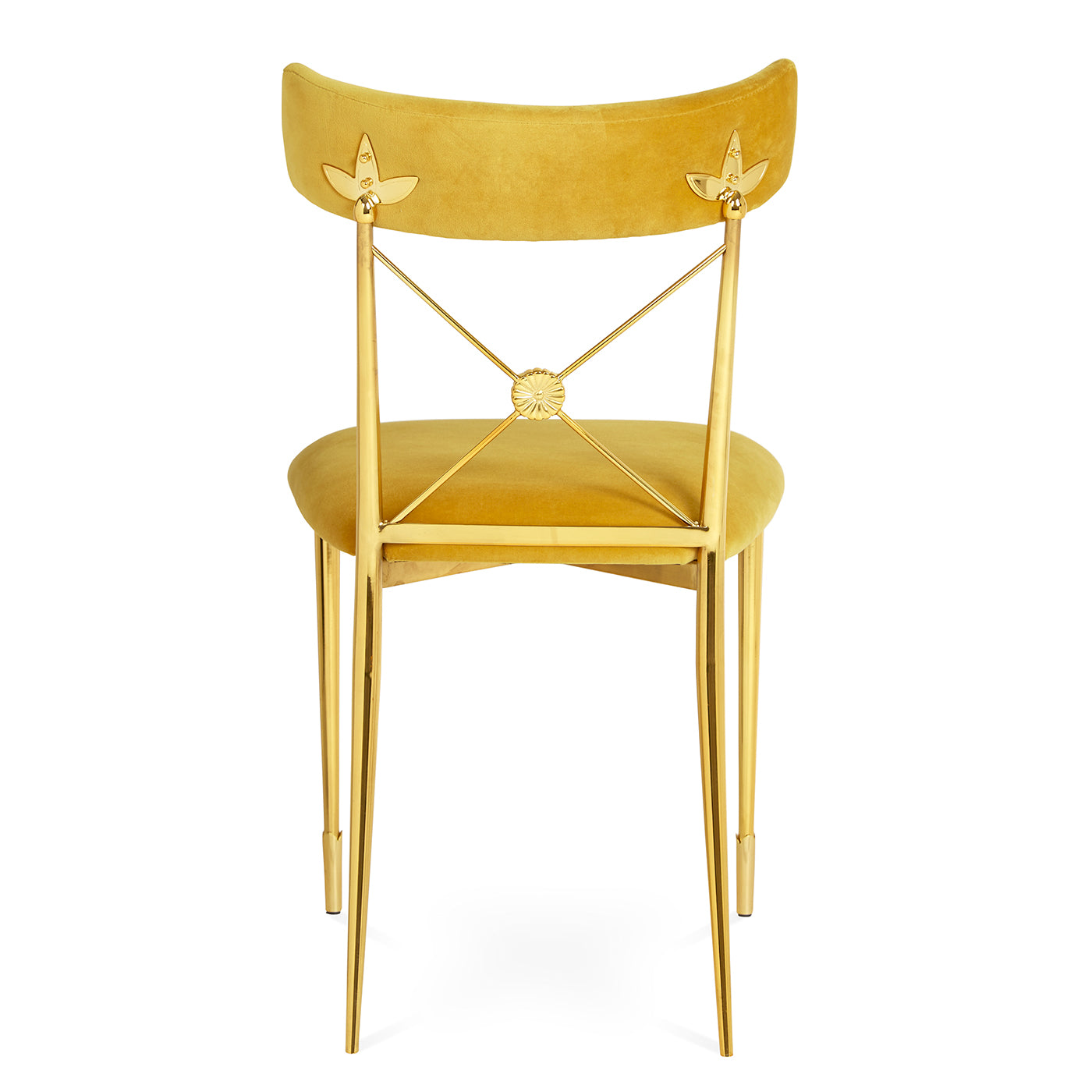 rider dining chair rialto gold velvet brass frame - back view