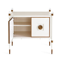 rider small cabinet black lacquer wood antique brass accents - angle view