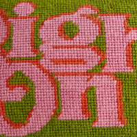 Right On Needlepoint Pillow - details view